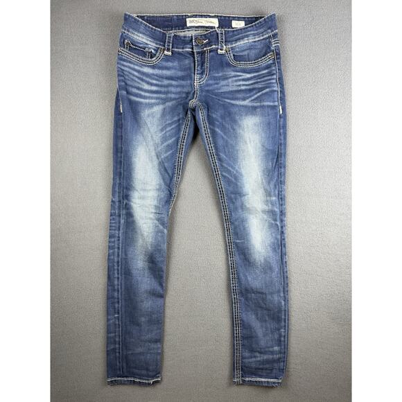 BKE Buckle Jeans Women’s Sz 30R Stella Skinny Distressed Low-Rise Blue Denim - Picture 1 of 9